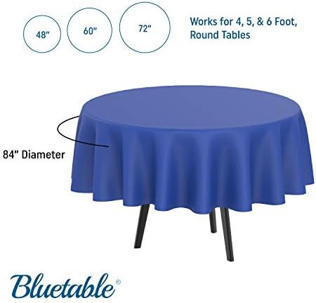 עגול פלסטיק מפת שולחן כחול חד פעמי שולחן בד 4, 5, או 6 רגל עגול שולחנות רויאל כחול כבד החובה פרימיום מפות מסיבת אירועים [12 חבילה]